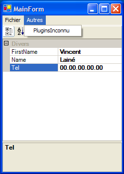Informations remplies avant l'action du plugins